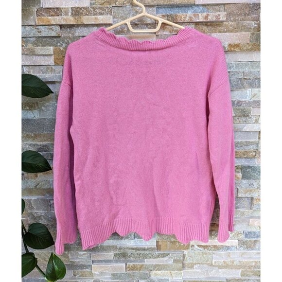 Talbots Long Sleeve Pullover Pink Sweater Scallop Hem Womens Small - Picture 2 of 5